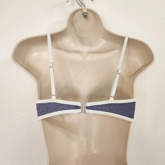 CUPSHE Contrast Trimmed Super Cheeky Bikini Top in Blue Size S NWOT - Picture 4 of 9